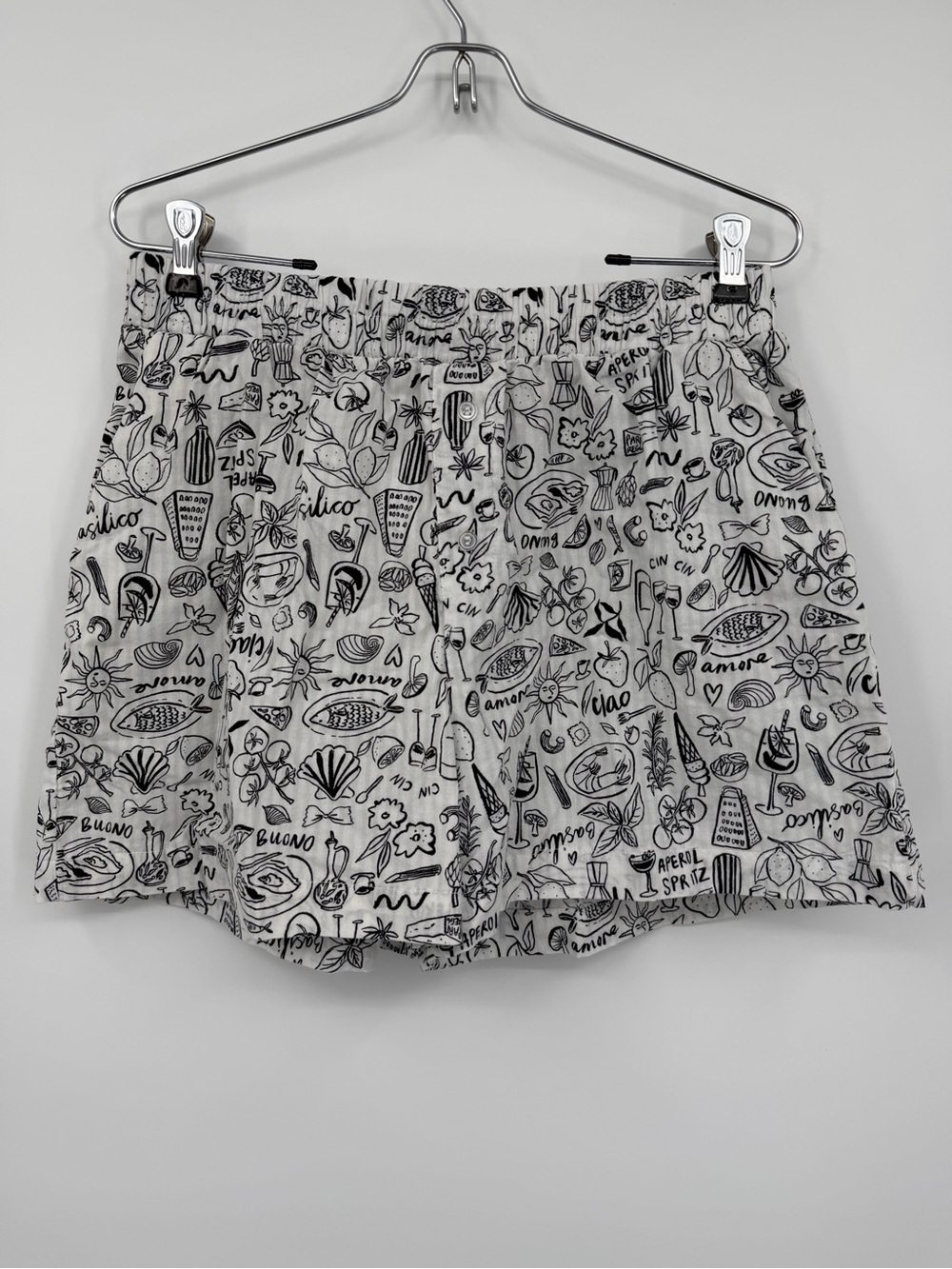 Iconic Italian Print 100% Cotton Black & White Printed Women’s Shorts
